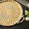 Glitzhome® Gold Round Metal Embossed Decorative Trays Set